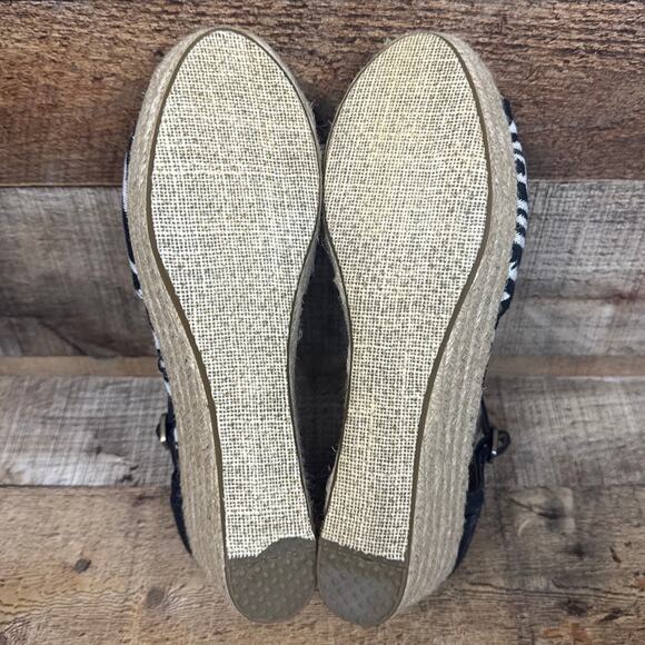 New Toms Espadrille Wedge Sandals Black White Aztec Tribal Size 9 - Picture 9 of 9